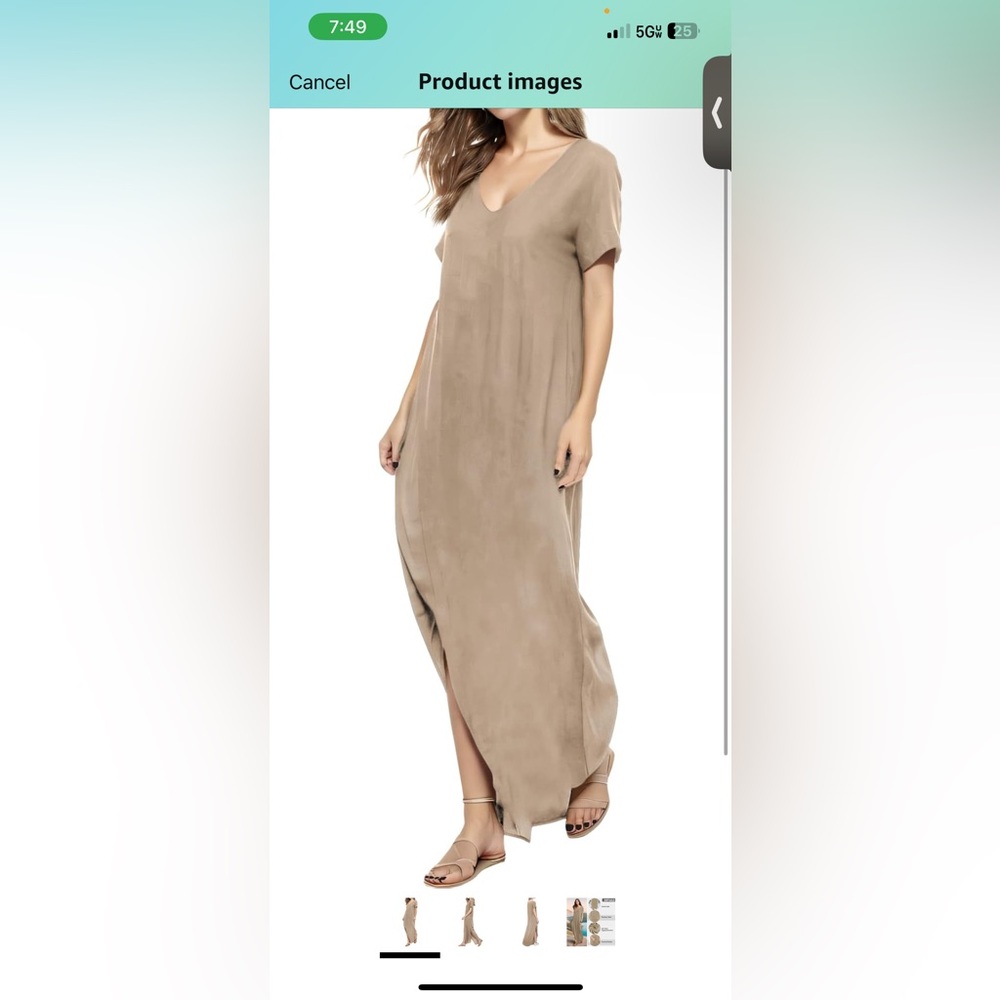 Tan Tshirt Split Maxi Dress